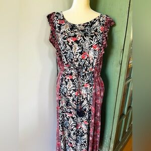 Lucky Brand floral patchwork midi dress size XL